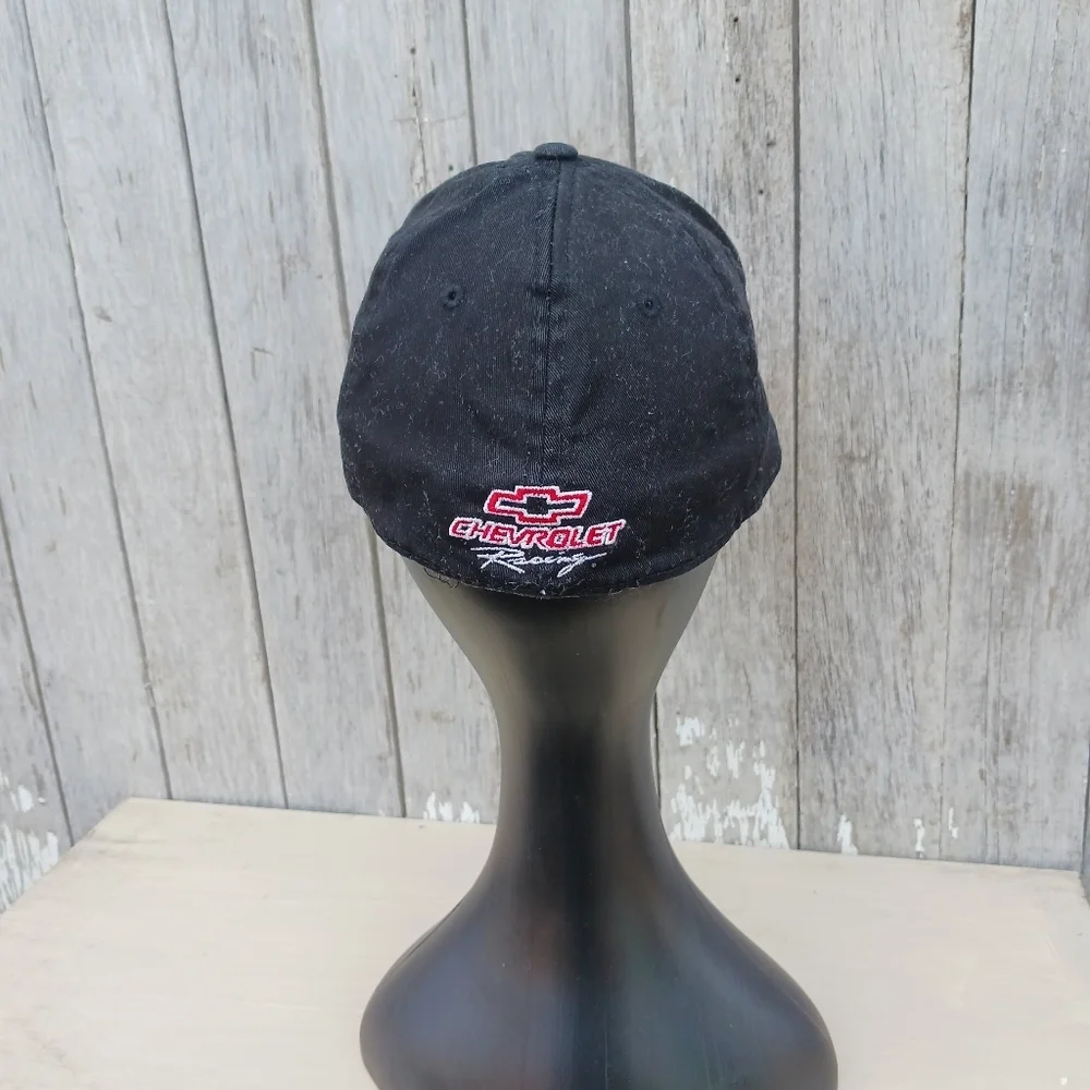 Chevy Chevrolet Racing Black Flame Fitted Hat Baseball Cruisin Sport Mens Sz M/L